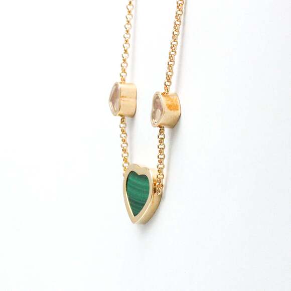 Chopard Happy Heart Malachite Diamond Necklace 81A082 Pink Gold (18K) Diamond... - Picture 3 of 11
